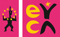 Původní symbol Karet mládeže EURO<26, přezdívaný Herkules (vlevo), a nové logo Karet mládeže EYCA